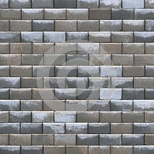 Grey bright dark brown wet weathered decorative abstract brick wall texture closeup, old detailed rough grunge textured gray