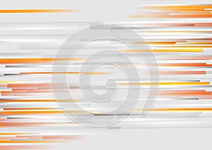 Grey and bright orange stripes abstract tech background