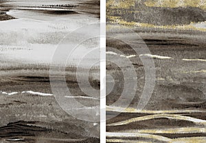 Grey, brown, beige watercolor texture design. Brush stroke frame, border.