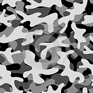 Grey camouflage seamless pattern