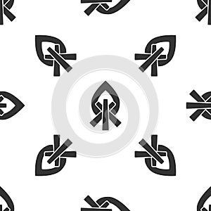 Grey Campfire icon isolated seamless pattern on white background. Burning bonfire with wood. Vector Illustration