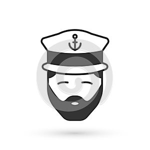 Grey Captain of ship icon isolated on white background. Travel tourism nautical transport. Voyage passenger ship, cruise