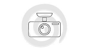 Grey Car DVR line icon on white background. Car digital video recorder icon. 4K Video motion graphic animation