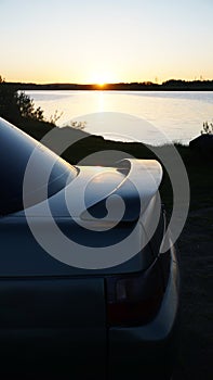 Grey car in natura in Russia