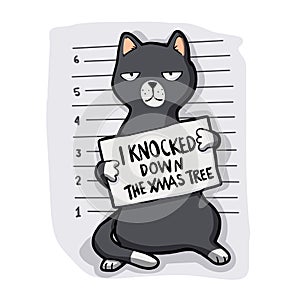 Grey cat - mugshot - cat cartoon