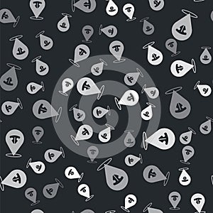 Grey Cat nose icon isolated seamless pattern on black background. Vector