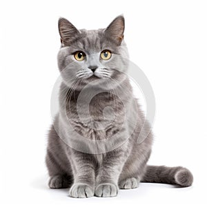 grey cat white background