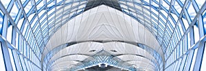 Grey ceiling of office building, panorama