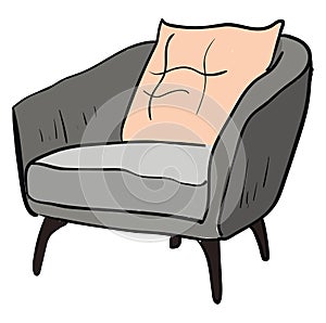 A grey chair for the living room looks adorable vector or color illustration