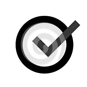 Grey check mark icon in a circle. Check list button icon. Check Mark Isolated Flat Web Mobile Icon  Vector Sign Symbol.