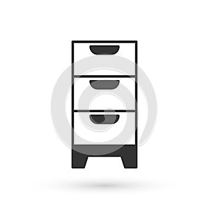 Grey Chest of drawers icon isolated on white background. Vector