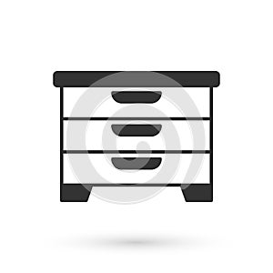 Grey Chest of drawers icon isolated on white background. Vector