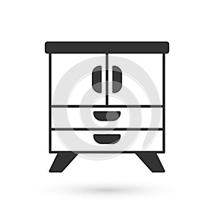 Grey Chest of drawers icon isolated on white background. Vector