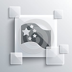 Grey China flag icon isolated on grey background. Square glass panels. Vector