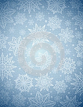 Grey christmas background with snowflakes and stars, vector