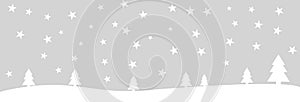 Grey christmas banner with stars