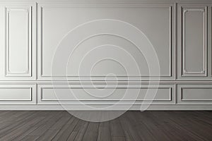 grey classic wall background with parquet floor