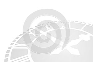 Grey clockface lying on a white background.