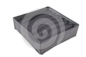 Grey cloth storage box isolated on a white background