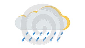 Grey cloud with falling blue raindrops, representing rain or weather. vector design Generative AI