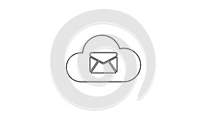 Grey Cloud mail server line icon on white background. Cloud server hosting for email. Online message service. Mailbox