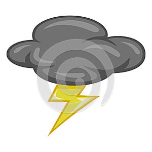 Grey Cloud Thunder Storm Fluffy Cartoon Drawing Illustration Vector