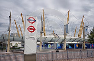 Grey clouds over O2 arena, Greenwich, London.