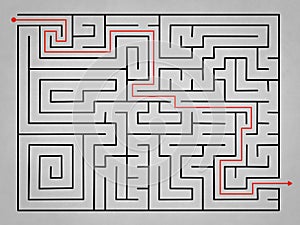 Grey complex labyrinth with solution