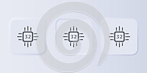 Grey Computer processor with microcircuits CPU icon isolated on grey background. Chip or cpu with circuit board. Micro