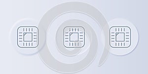 Grey Computer processor with microcircuits CPU icon isolated on grey background. Chip or cpu with circuit board. Micro