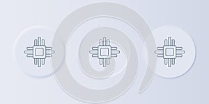 Grey Computer processor with microcircuits CPU icon isolated on grey background. Chip or cpu with circuit board. Micro