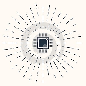 Grey Computer processor with microcircuits CPU icon isolated on beige background. Chip or cpu with circuit board. Micro