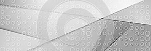 Grey concept web tech banner with circles texture