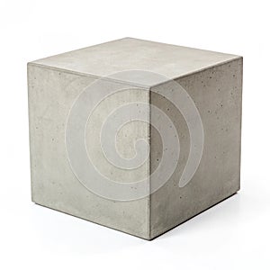 Grey concrete cube isolated on white background