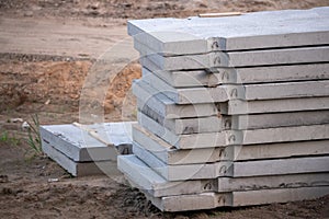 Grey concrete slabs preparing for building