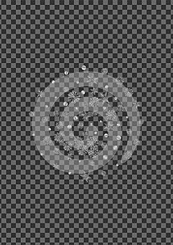 Grey Confetti Background Transparent Vector. Luminous Snowflake Glitter. Silver Graphic Illustration