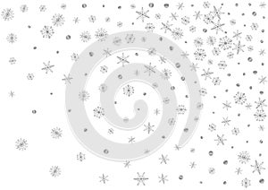 Grey Confetti Background White Vector. Dot Magical Card. Metal Snow Drop.