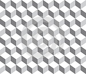 Grey contour abstract geometrical cubes seamless pattern background