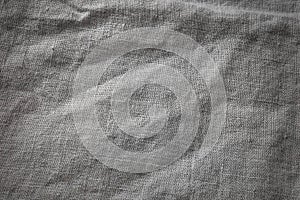 Grey Cotton Burlap Cloth Fabric Background Close-Up