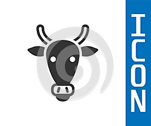 Grey Cow head icon isolated on white background. Vector
