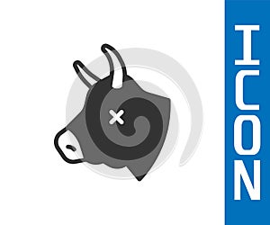 Grey Cow head icon isolated on white background. Vector