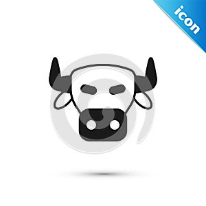 Grey Cow head icon isolated on white background. Vector