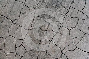 Grey cracked earth ground from drought disaster cause from weather change. The global warming and greenhouse effect