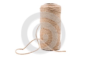 Grey ball of Threads wool yarn isolated on white background