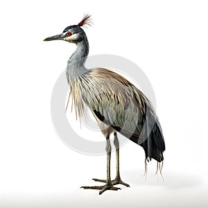 Grey Crowned Crane Isolated on White Background