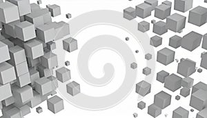Grey Cubes Abstract 3D Geometric Design