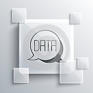Grey Data analysis icon isolated on grey background. Business data analysis process, statistics. Charts and diagrams