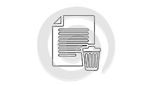 Grey Delete file document line icon on white background. Paper sheet with recycle bin sign. Rejected document icon