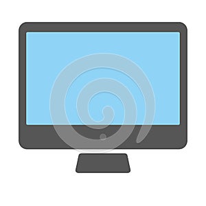 Grey desktop computer with blue screen. Desktop computer icon vector eps10