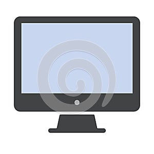 Grey desktop computer with blue screen. Desktop computer icon vector eps10